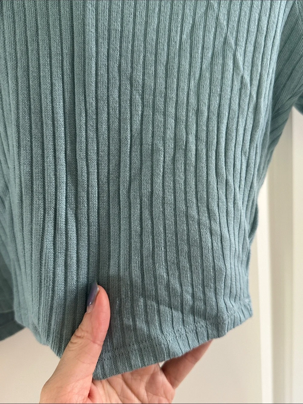 Reformation Ribbed Two-Piece Crop Top & Skirt Set in Light Blue